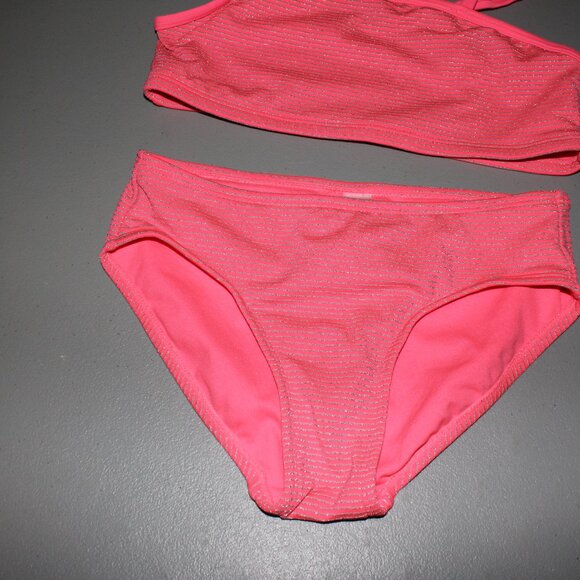Pink & Silver 2 Pcs Justice Bikini Swimsuit Size 12 - Picture 3 of 11